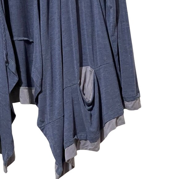 Logo Lori Goldstein Womens Cardigan Size XL Rayon & Spandex Blue With Pockets - Picture 3 of 9